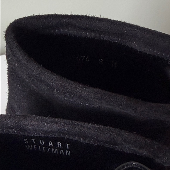 Stuart Weitzman Glove High-Heel Booties Suede Satin Lined Neutral Girl Boss 8 - Picture 15 of 17